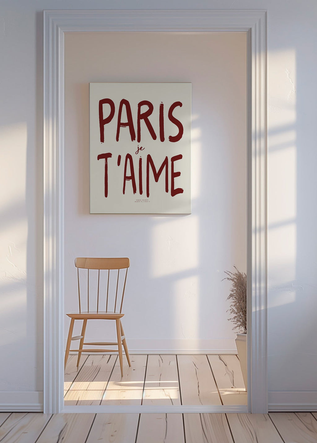 Tableau de voyage typographique Paris je t'aime