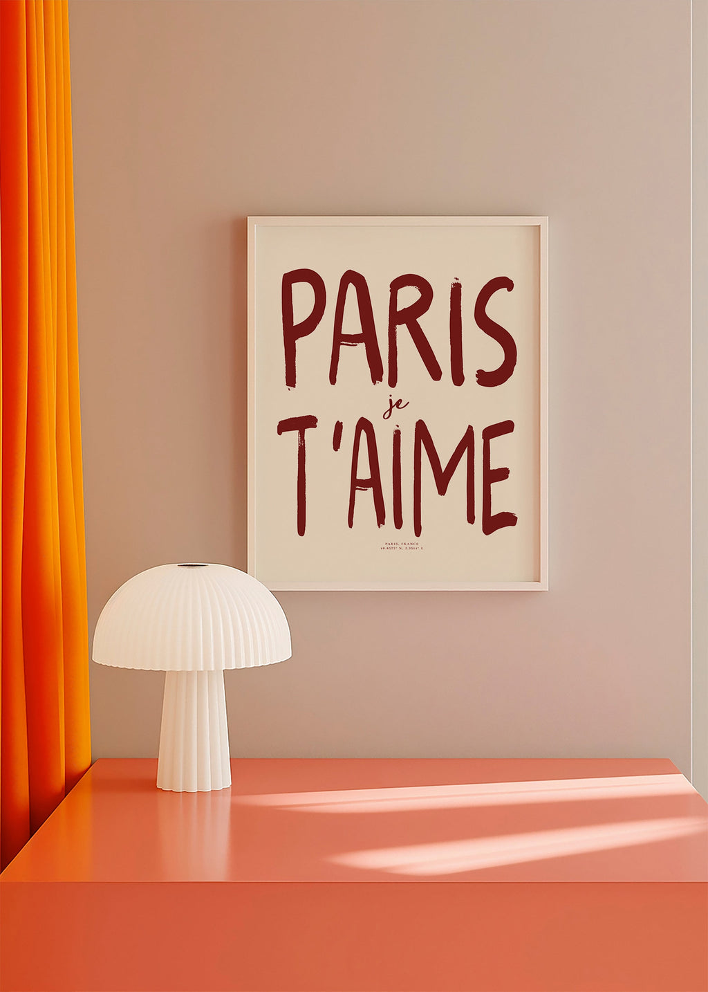 Tableau de voyage typographique Paris je t'aime