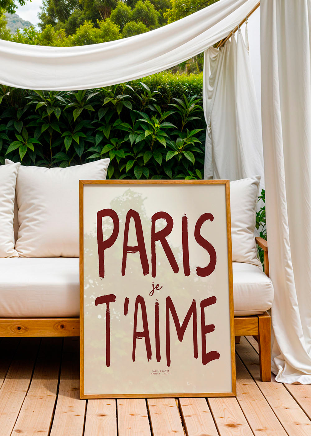 Tableau de voyage typographique Paris je t'aime