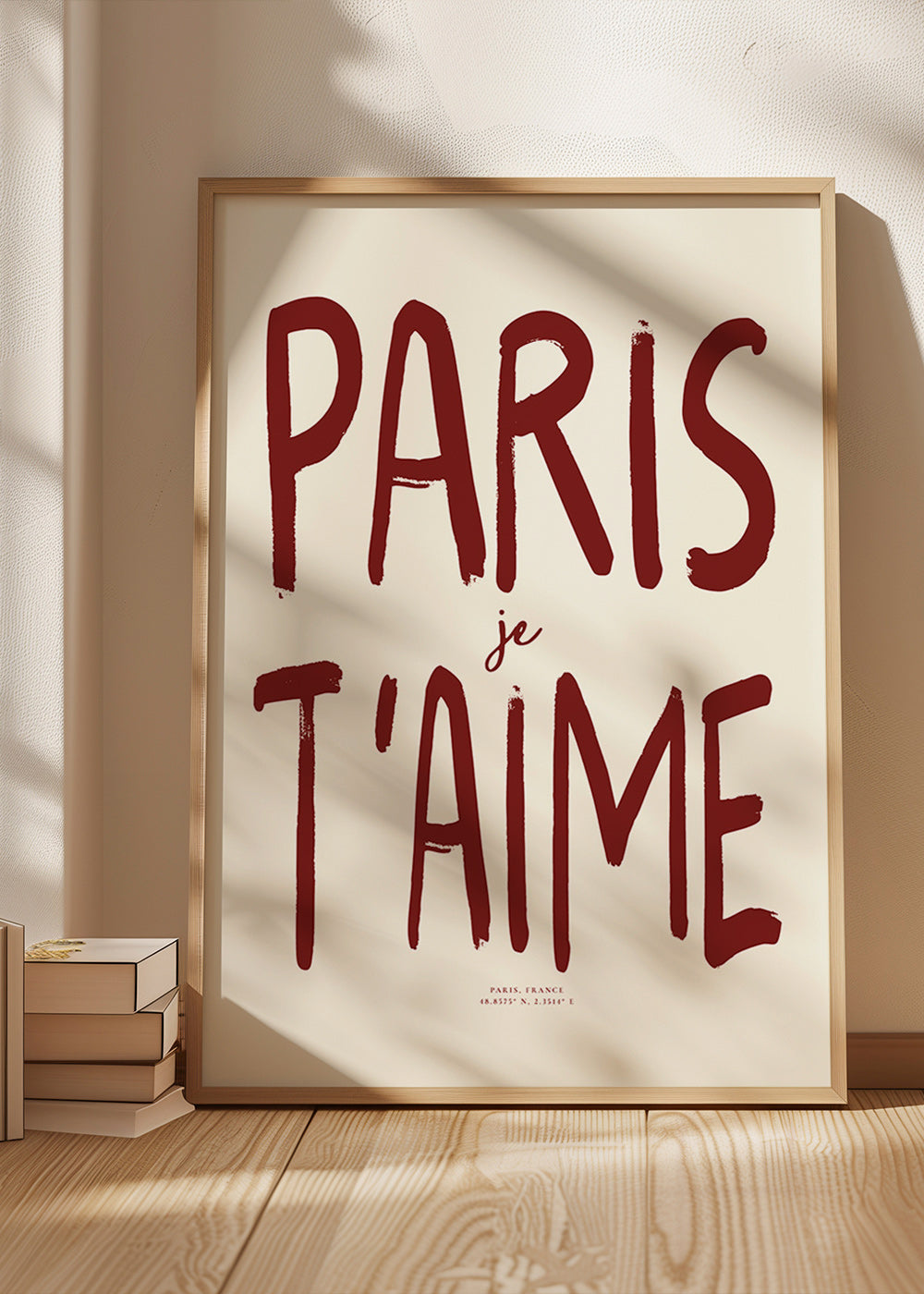 Tableau de voyage typographique Paris je t'aime