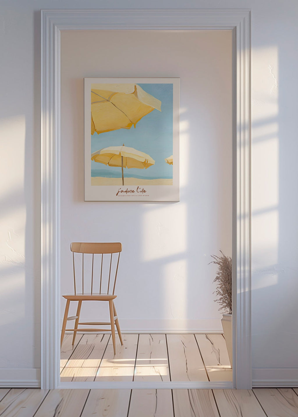 Art de paysage aux parasols jaunes