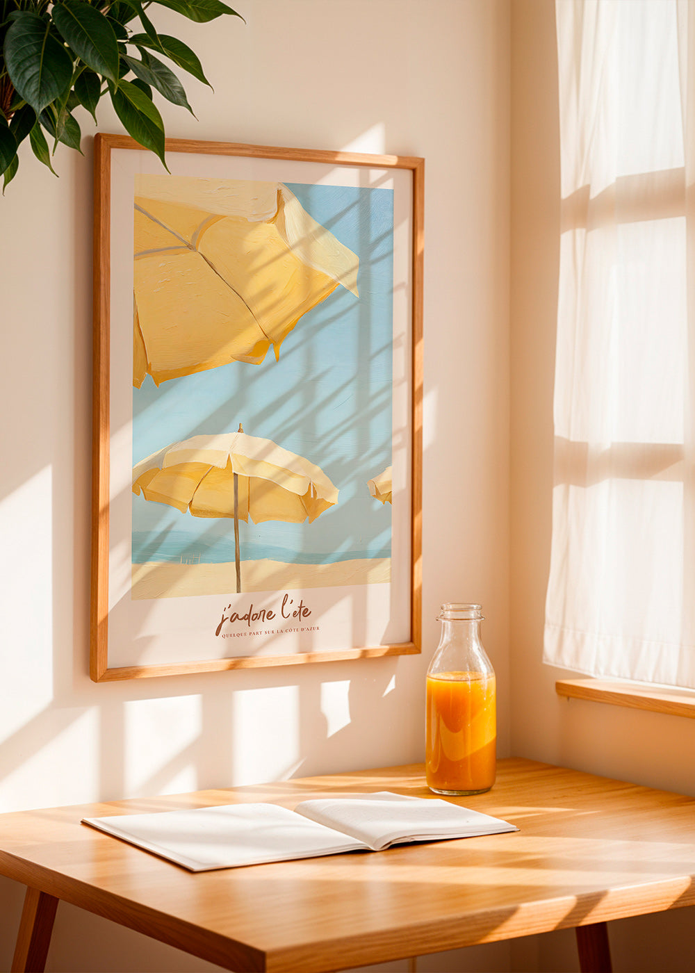 Art de paysage aux parasols jaunes