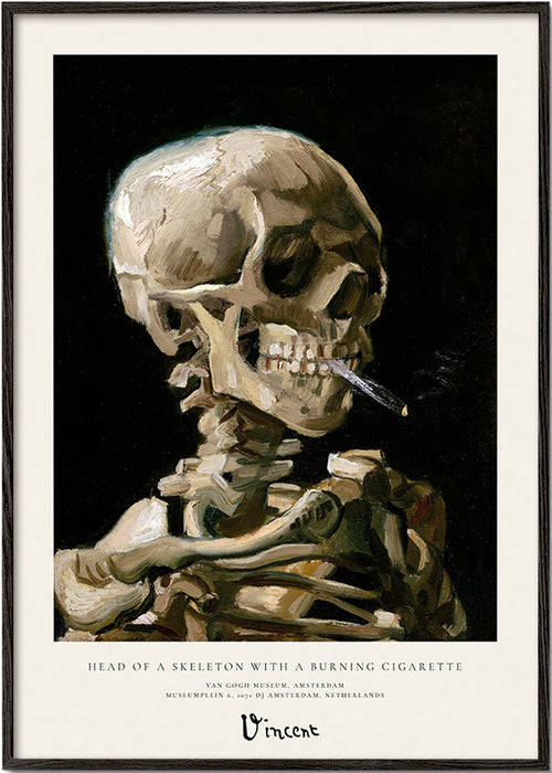 Calavera vintage con cigarette ardente