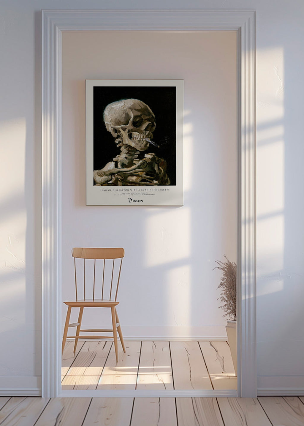 Calavera vintage con cigarette ardente