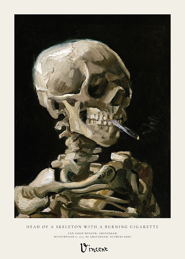 Calavera vintage con cigarette ardente