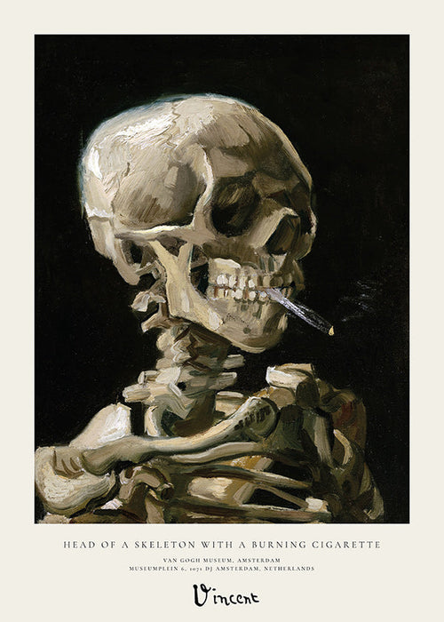 Calavera vintage con cigarette ardente