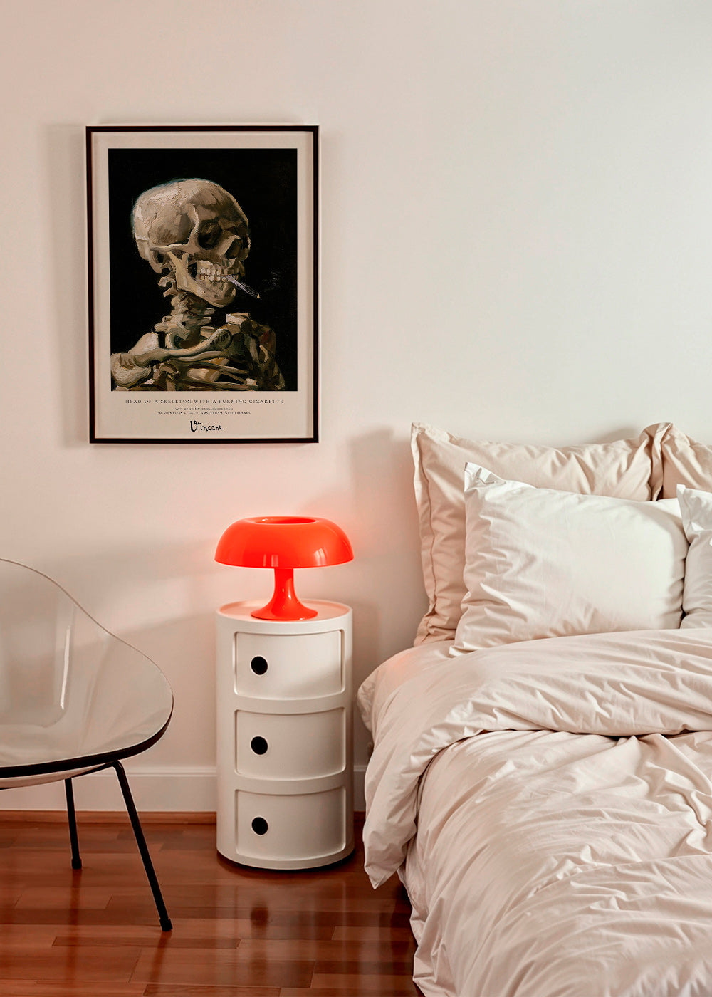 Calavera vintage con cigarette ardente