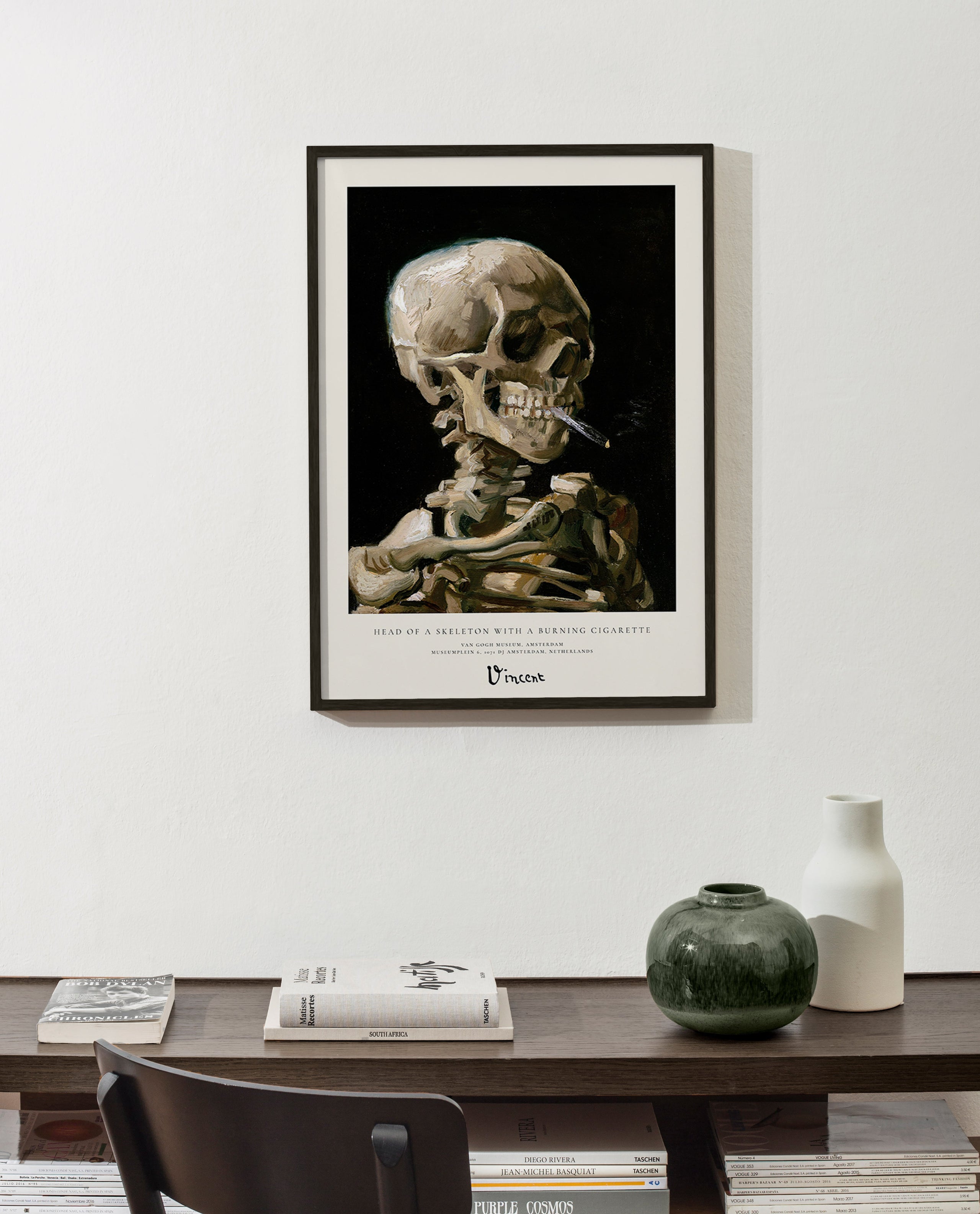 Calavera vintage con cigarette ardente