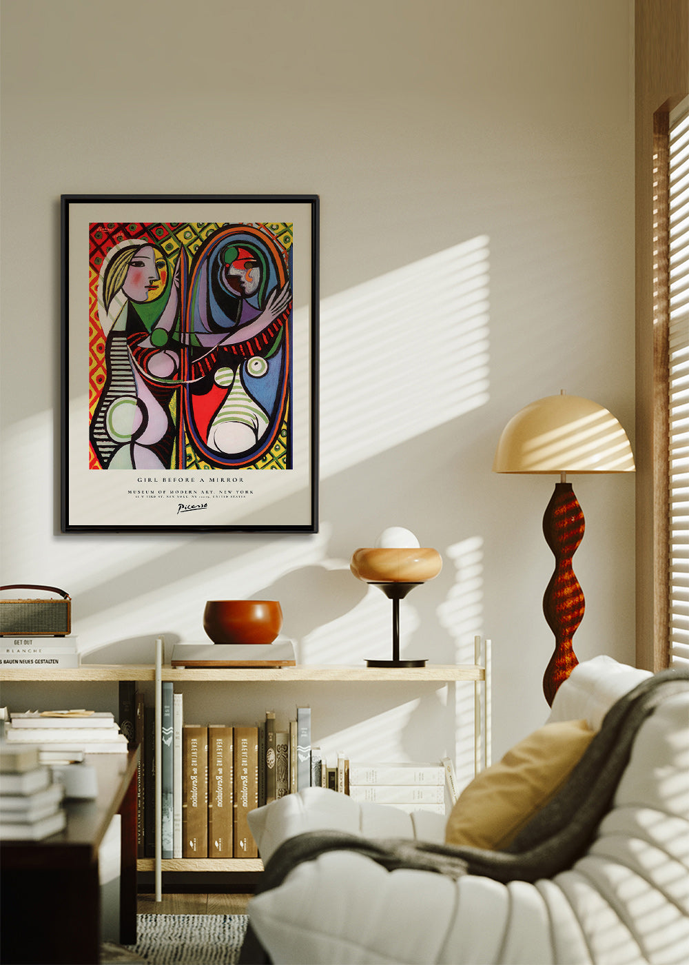 Tableau abstrait: figure devant un miroir