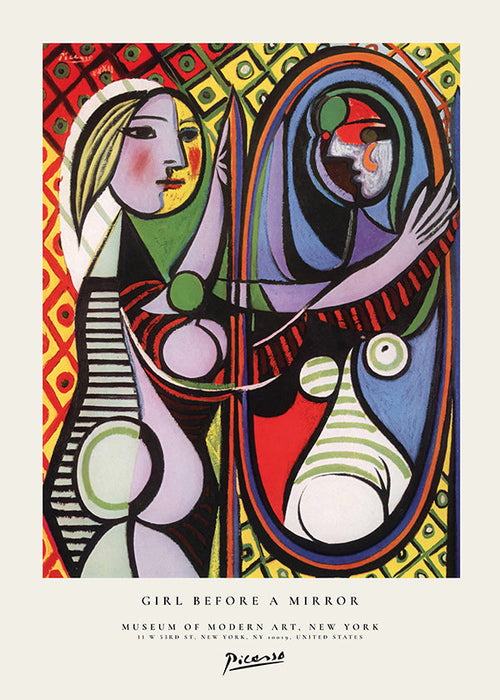 Tableau abstrait: figure devant un miroir