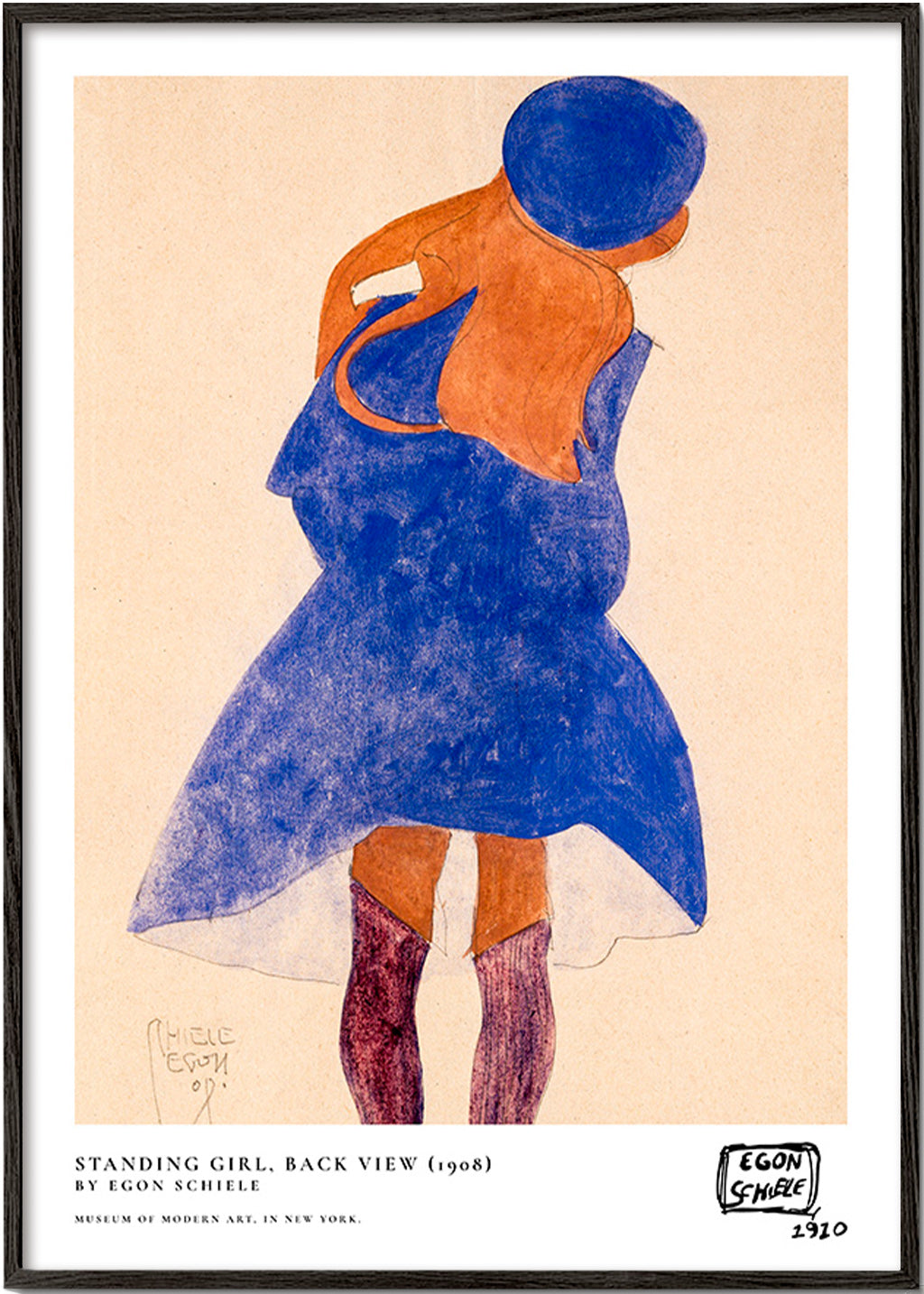 Illustration: femme de dos en bleu