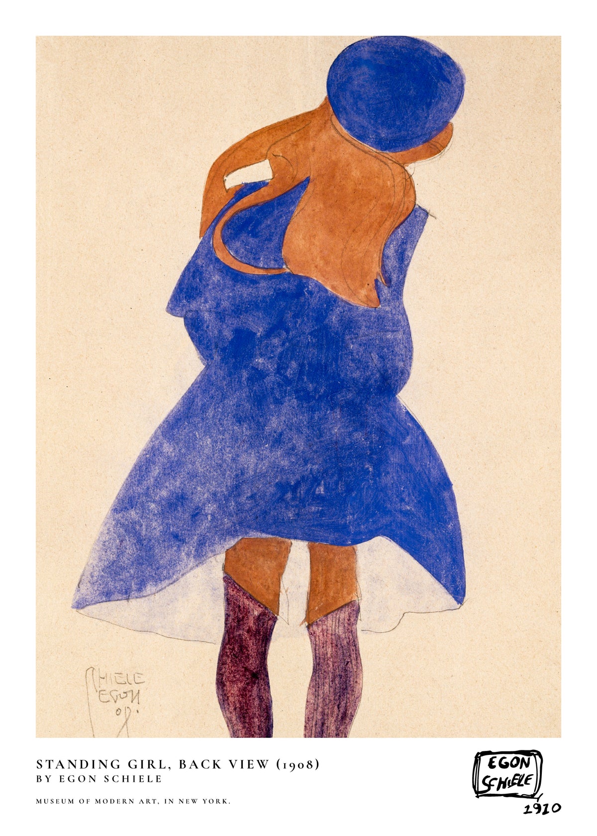 Standing Girl, Back View By Egon Schiele - Unframed art print