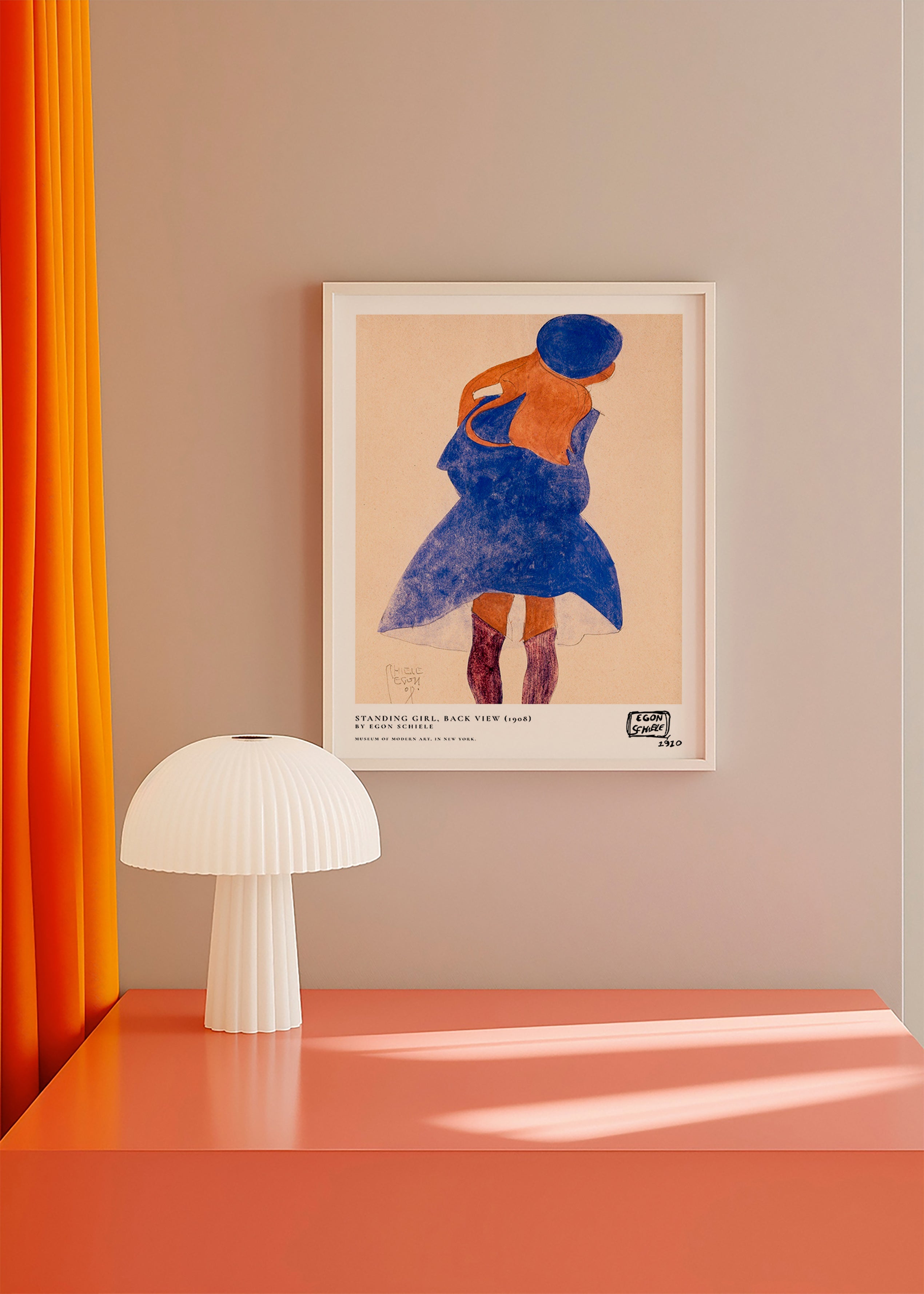 Illustration: femme de dos en bleu