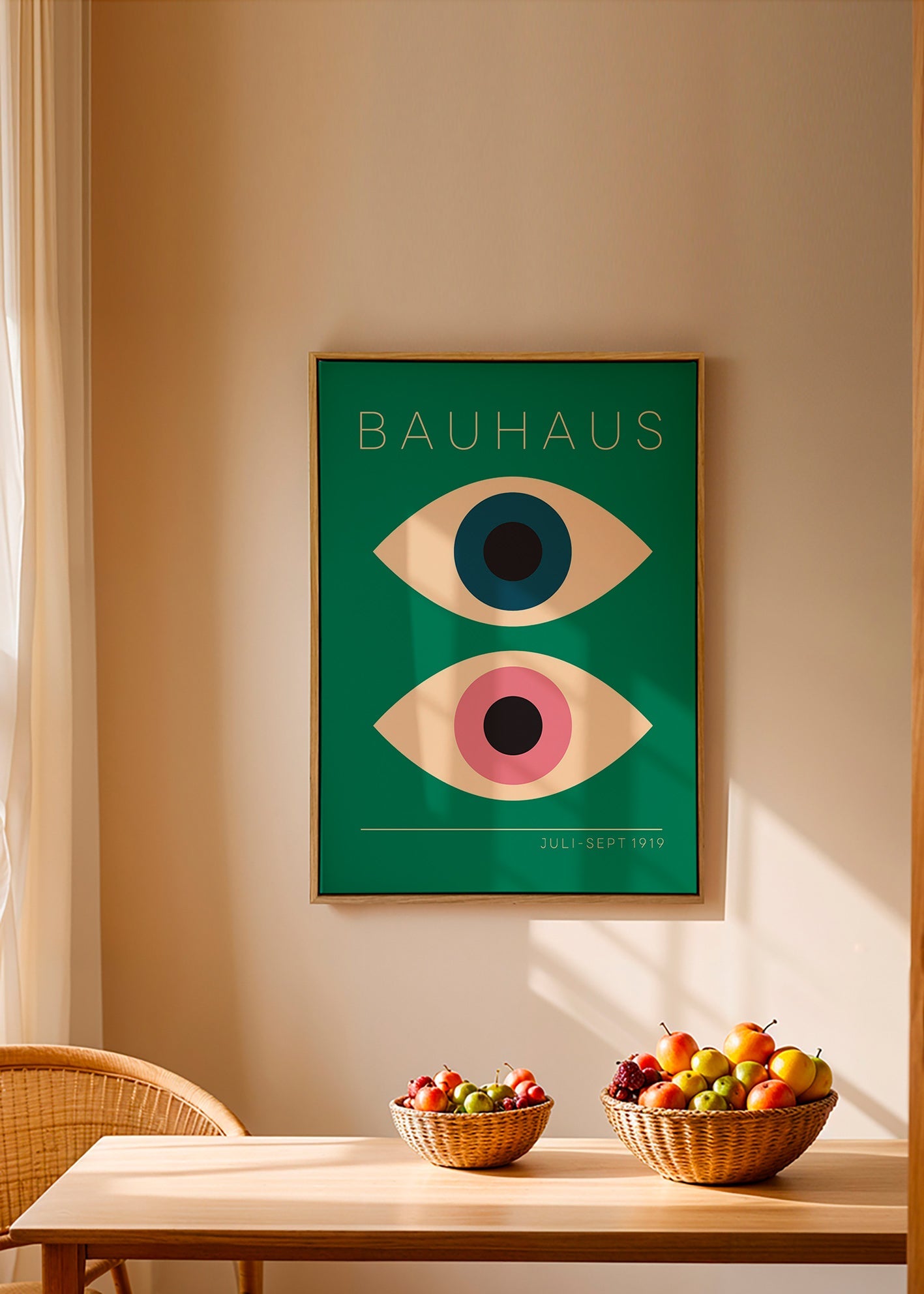 Tableau géométrique Bauhaus yeux jumeaux