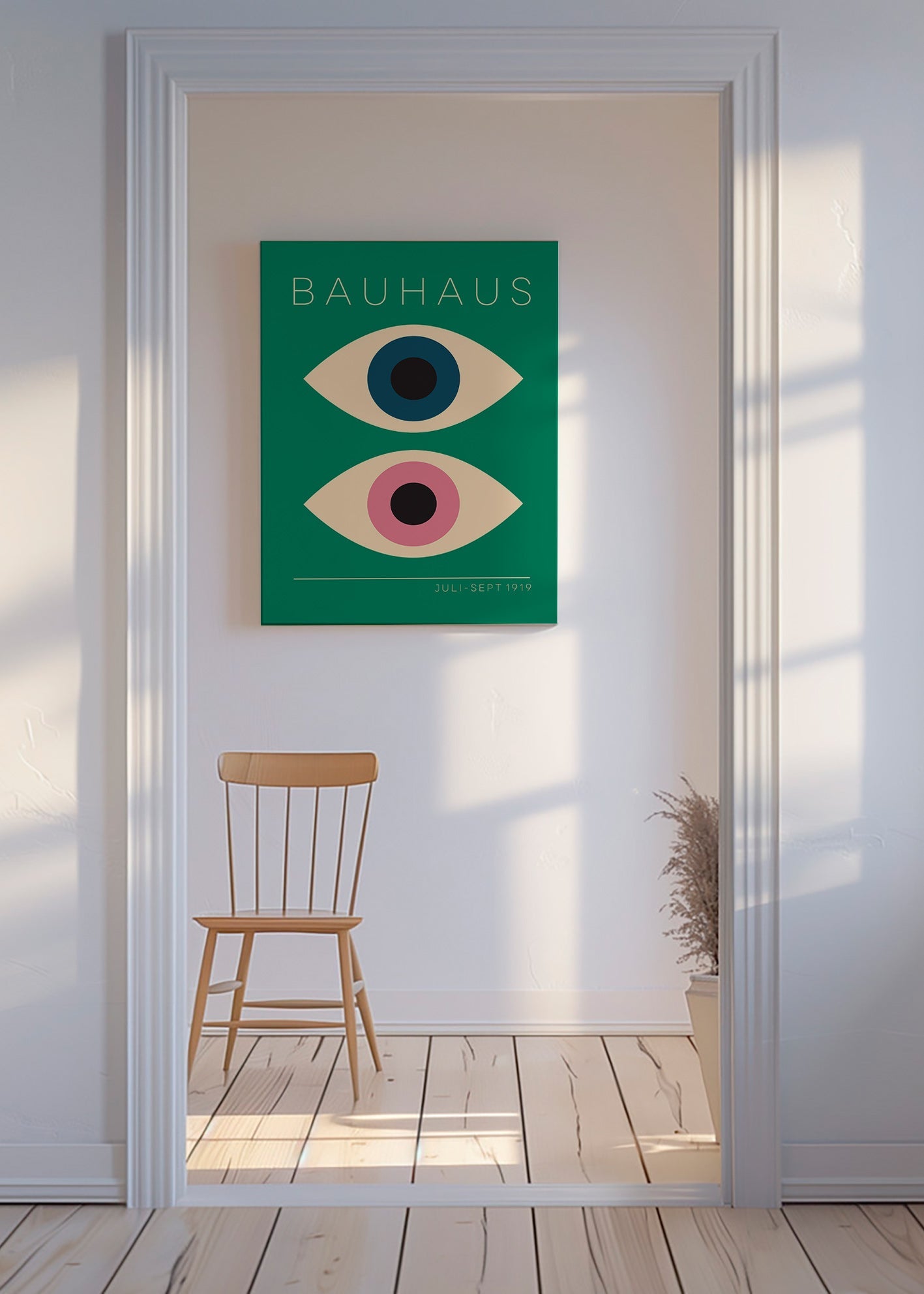 Tableau géométrique Bauhaus yeux jumeaux