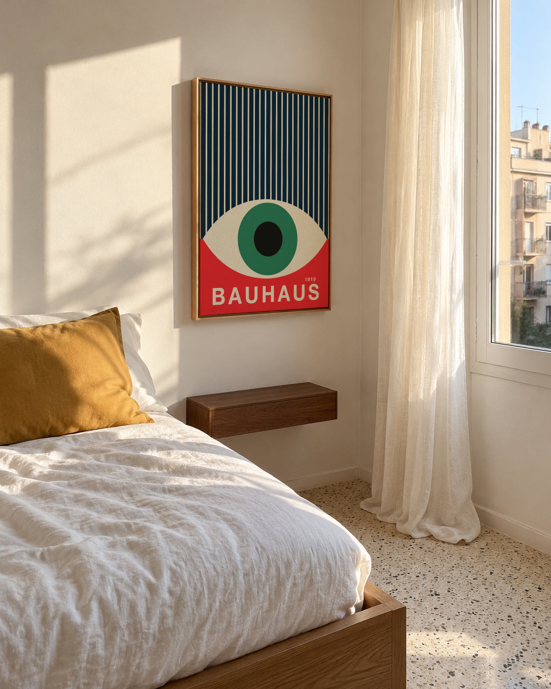 Bauhaur The Green Eye - Framed canvas in an interior