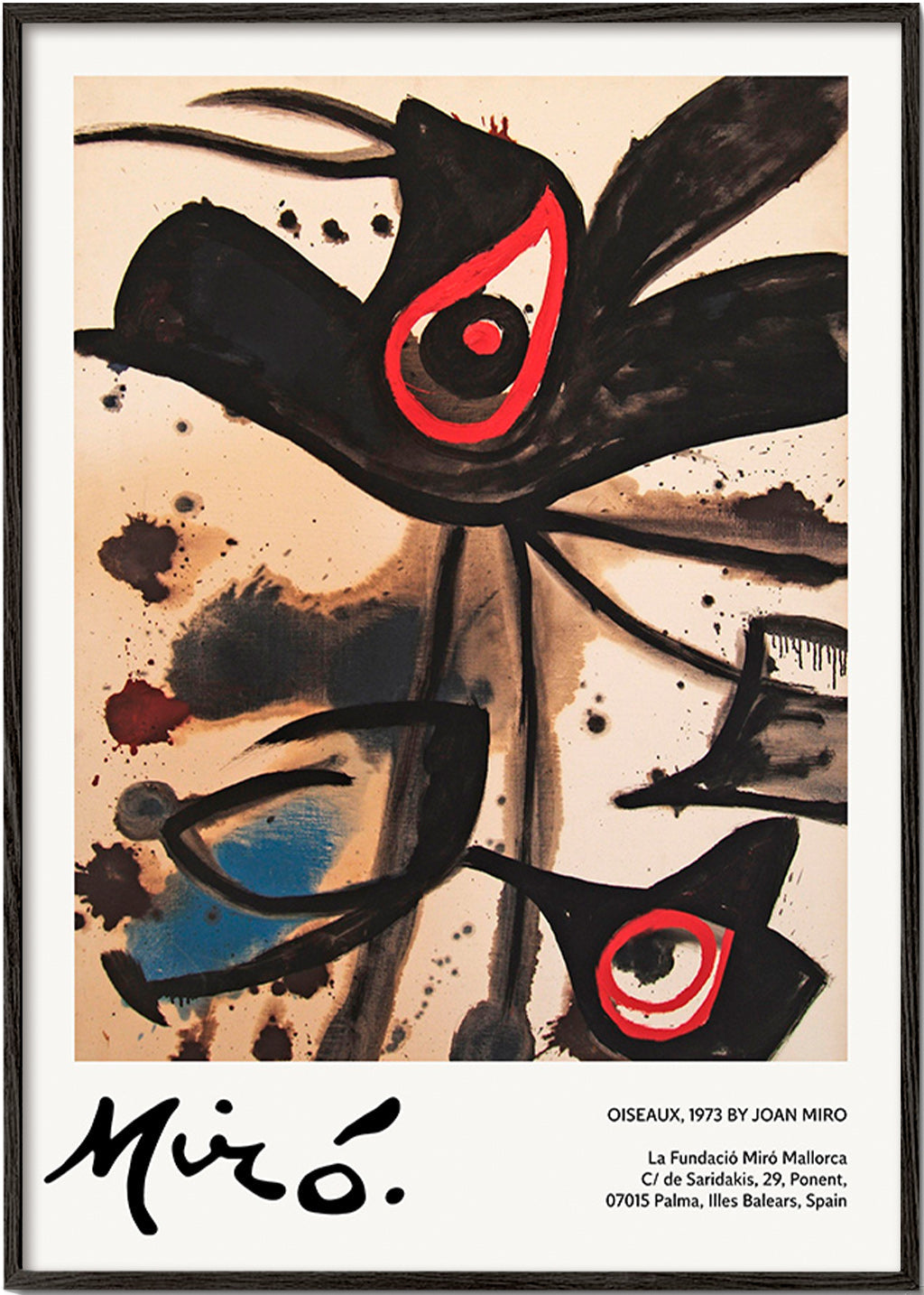 Œuvre abstraite aux oiseaux noirs
