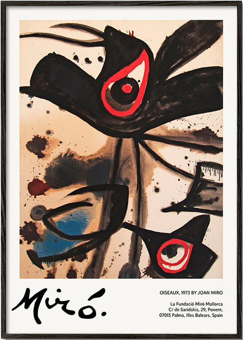 Œuvre abstraite aux oiseaux noirs
