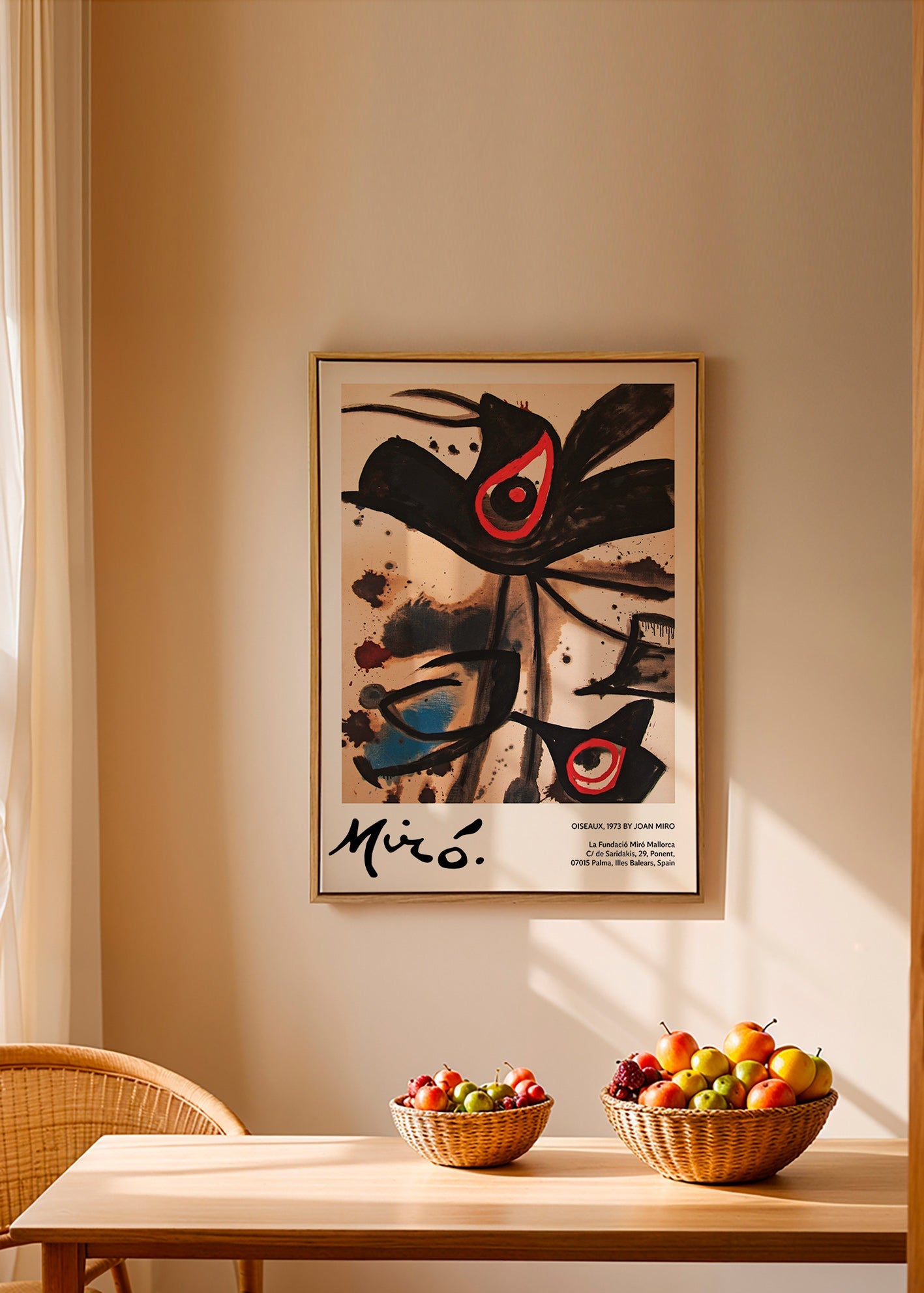 Œuvre abstraite aux oiseaux noirs