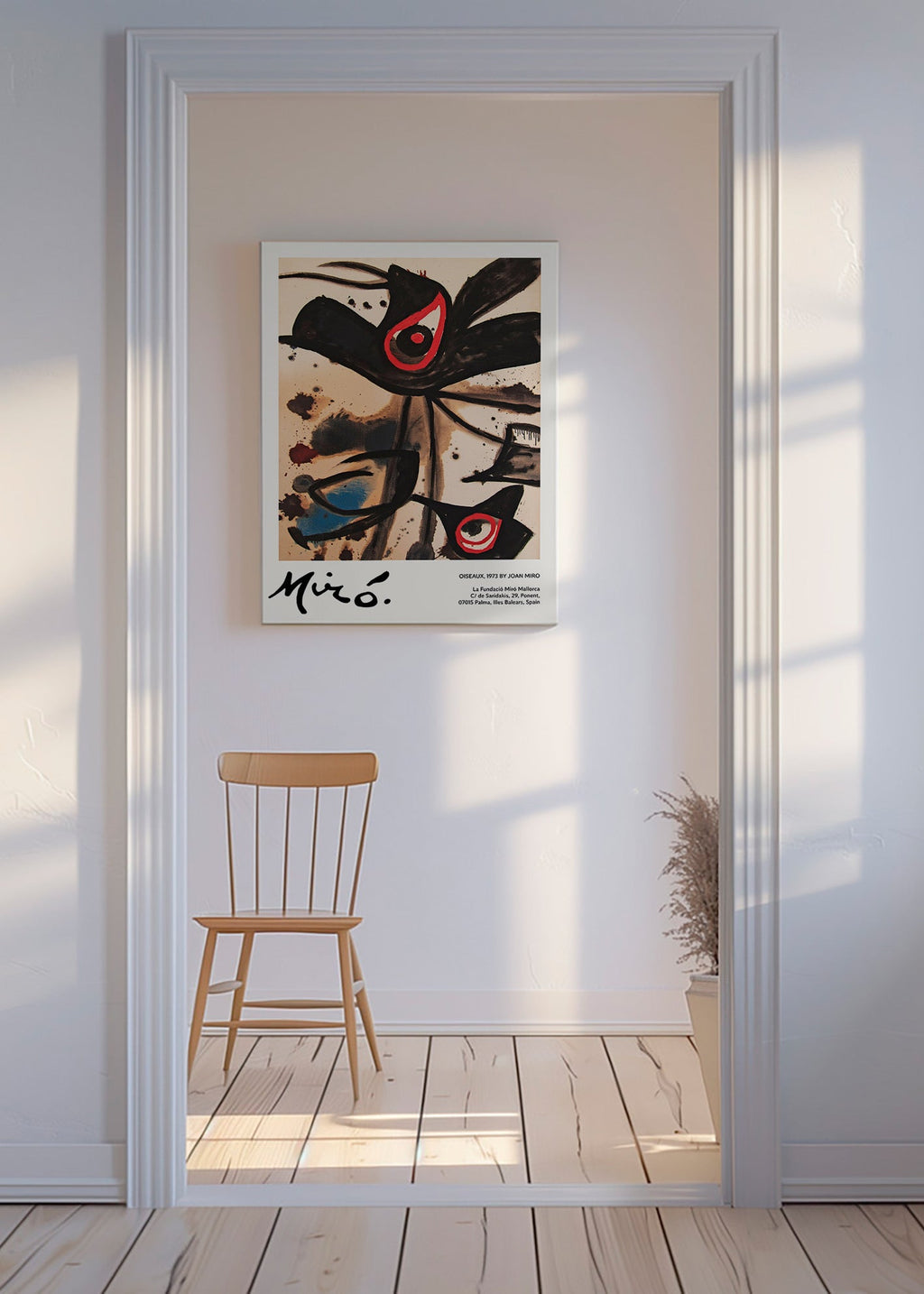 Œuvre abstraite aux oiseaux noirs