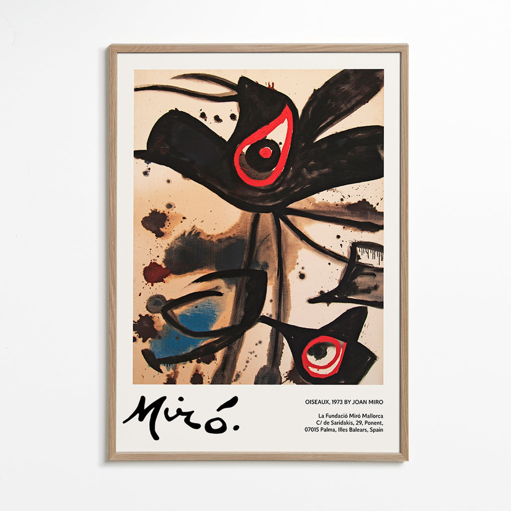 Œuvre abstraite aux oiseaux noirs