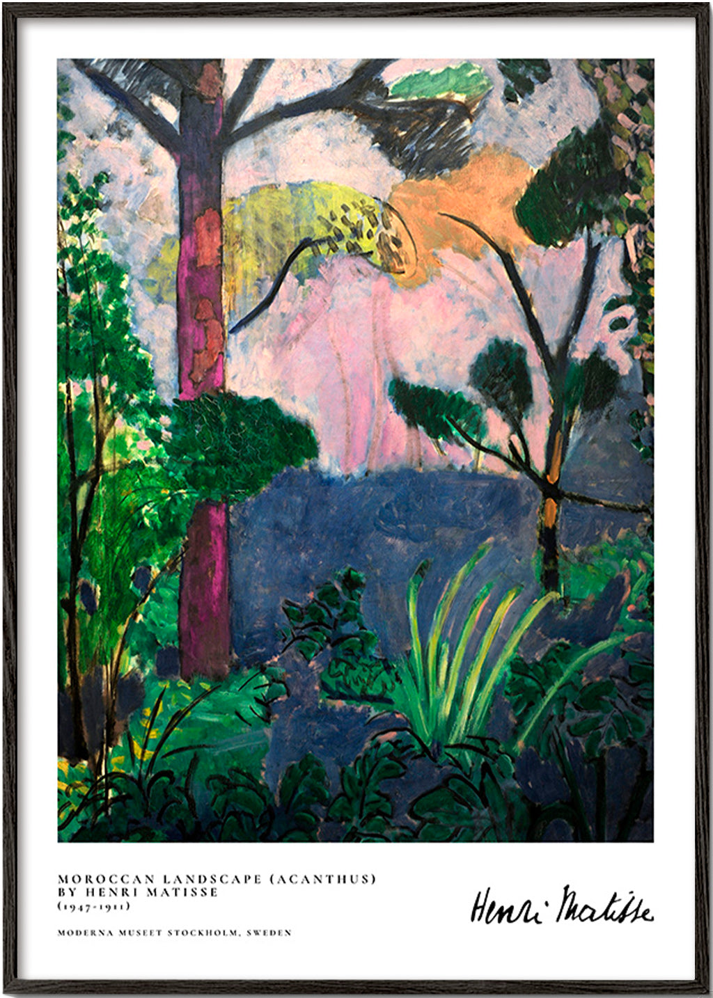 Paysage peint avec végétation picturale