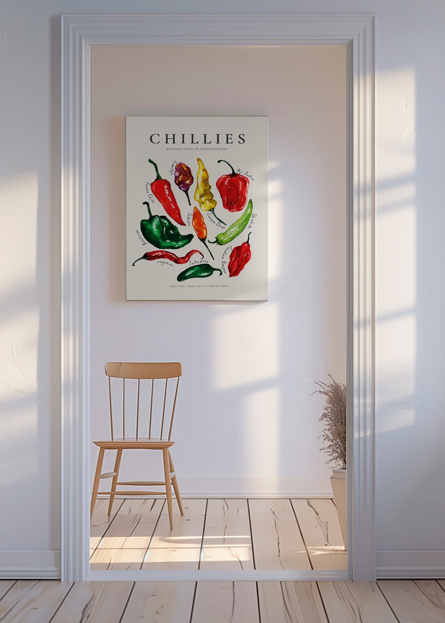 Art de cuisine Chillies à l'aquarelle