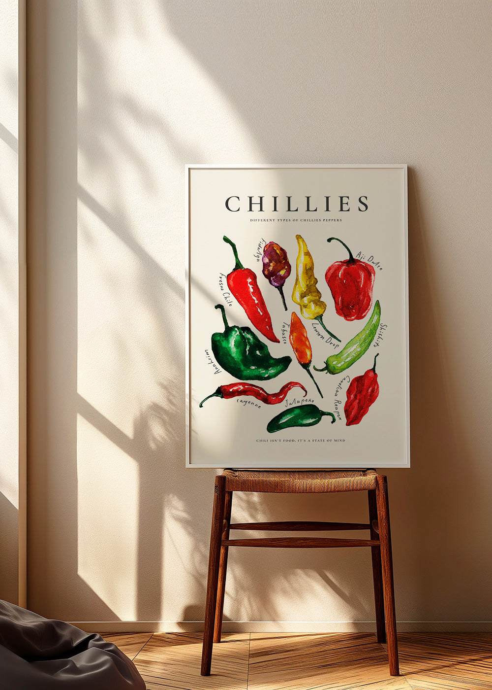 Art de cuisine Chillies à l'aquarelle