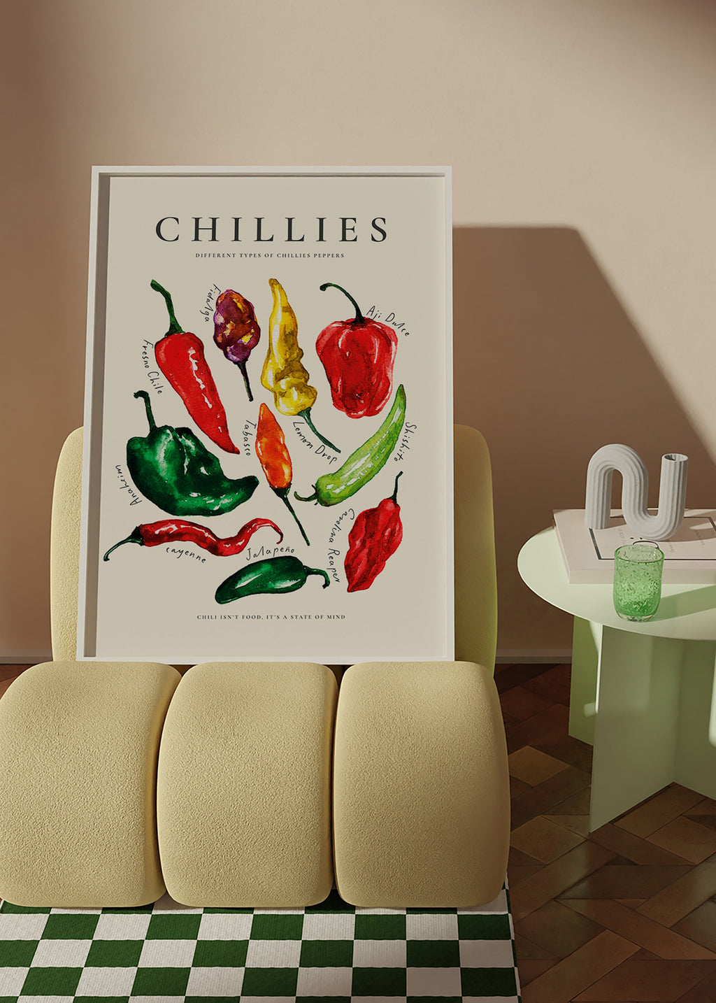 Art de cuisine Chillies à l'aquarelle