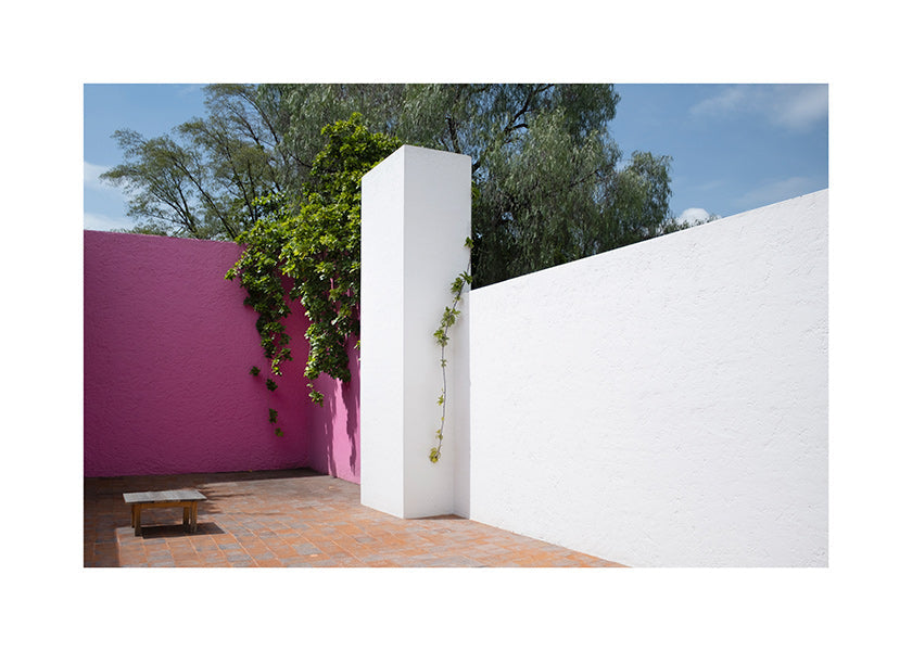 Design minimaliste: cour pastel rose et blanc