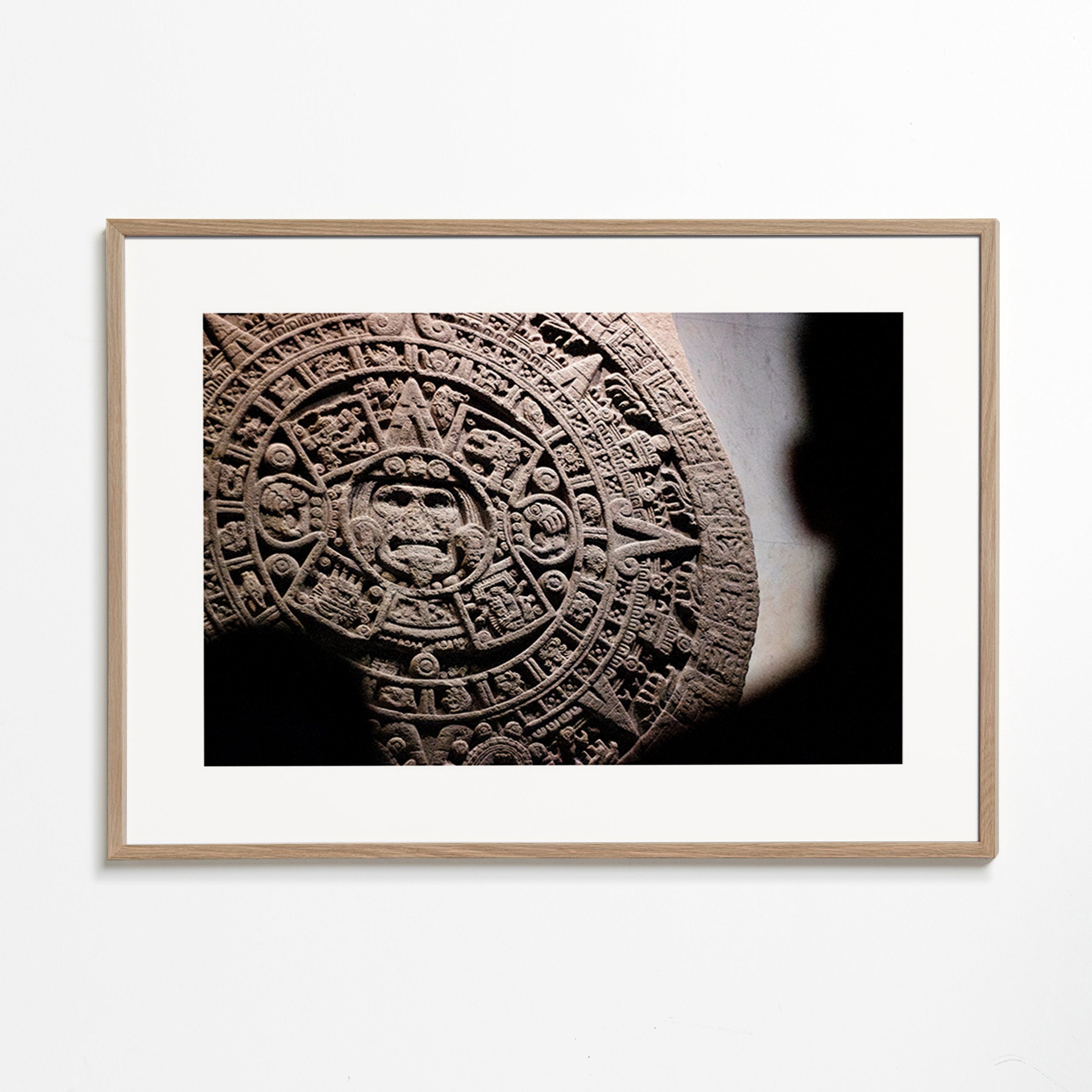 Photographie du calendrier aztèque en relief