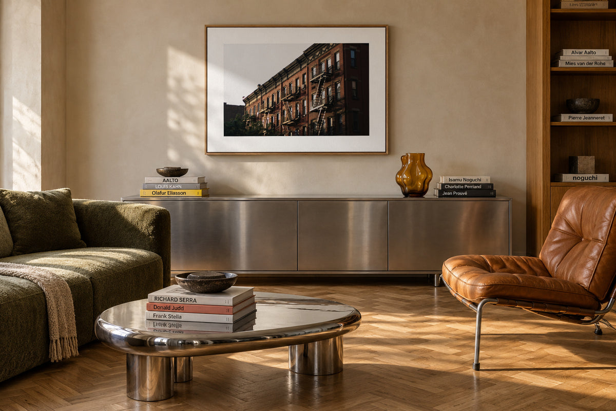 New York Brownstone - Framed canvas in an interior