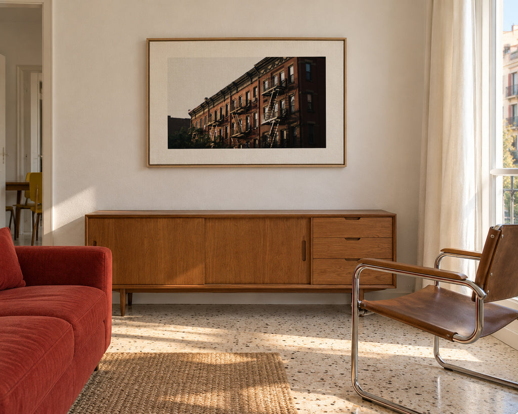 New York Brownstone - Framed canvas in an interior