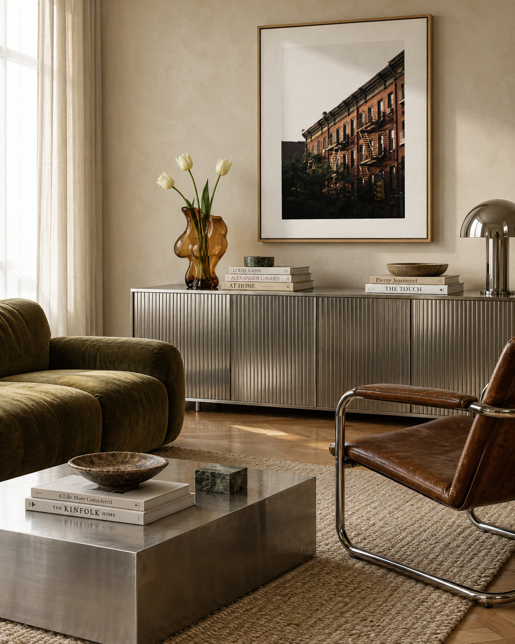 Downtown Corner - Framed canvas in an interior