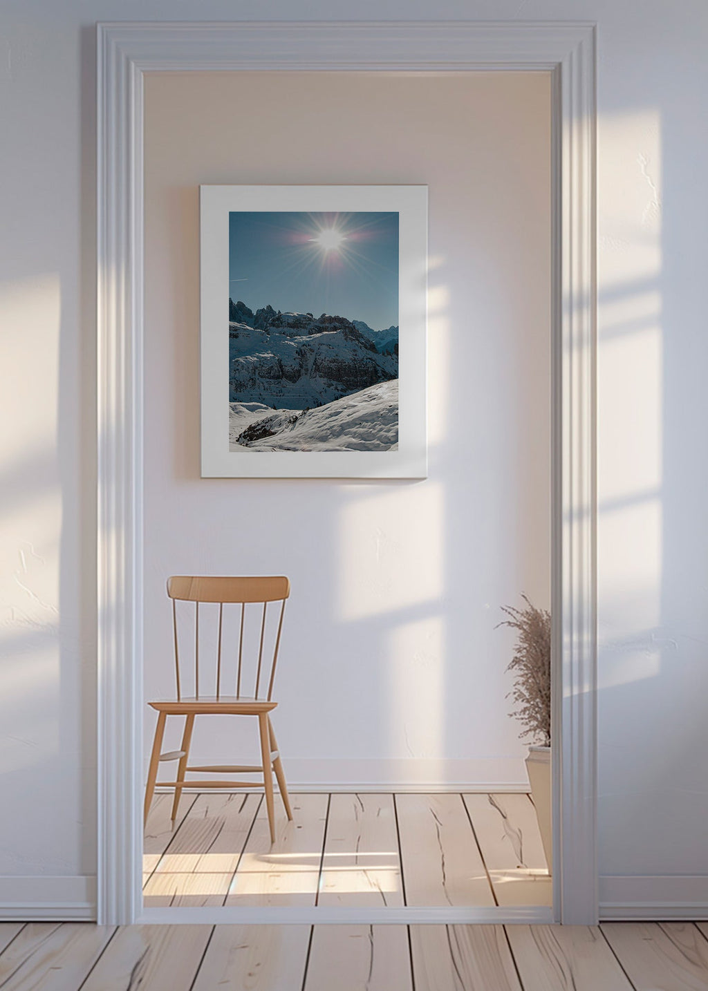 Art de paysage: sommets enneigés sous un soleil vif