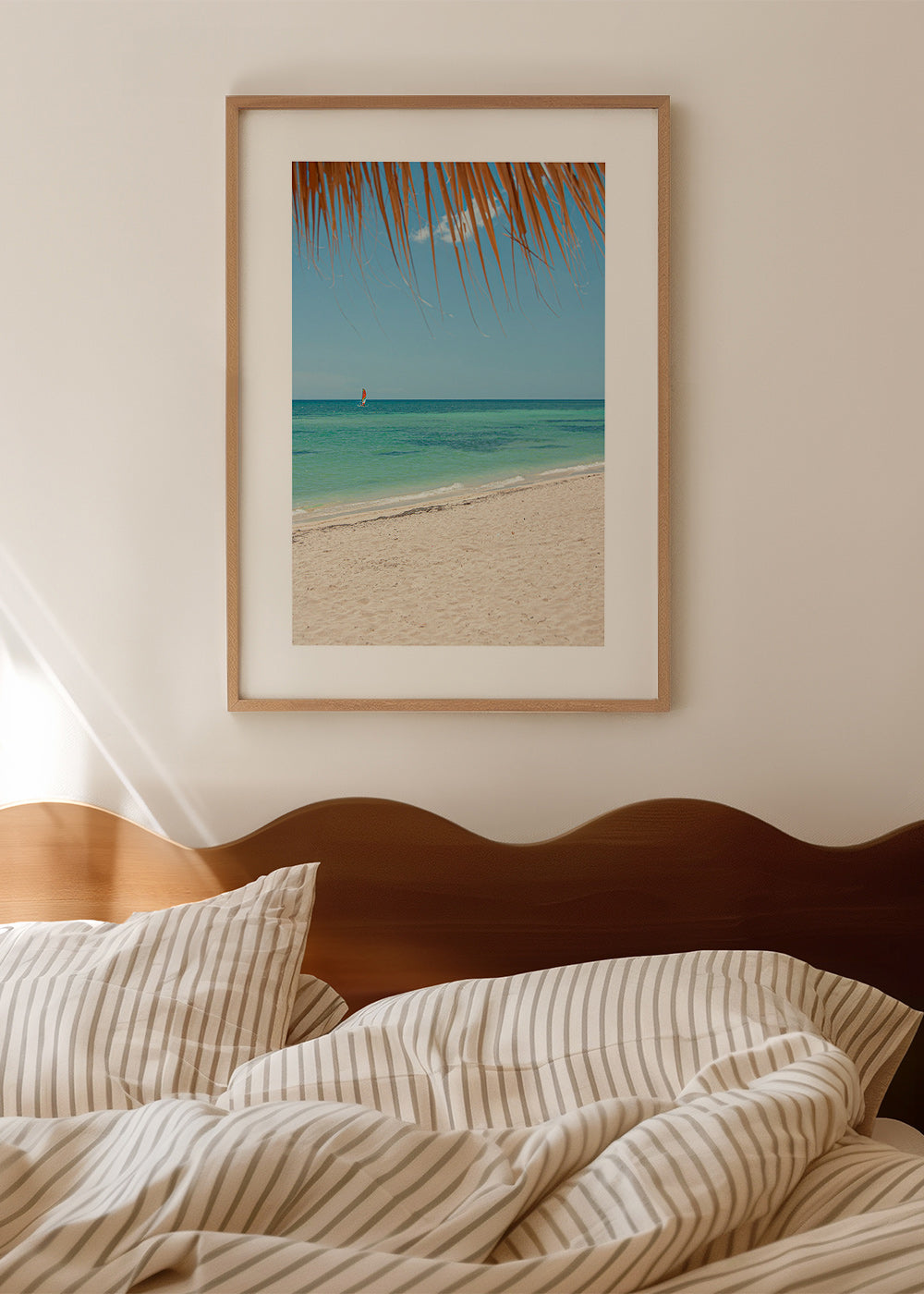Tableau paysage: plage caribéenne avec palmier