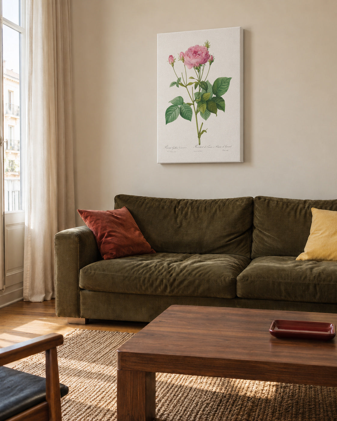 Rosa Gallica Granules - Unframed canvas in an interior
