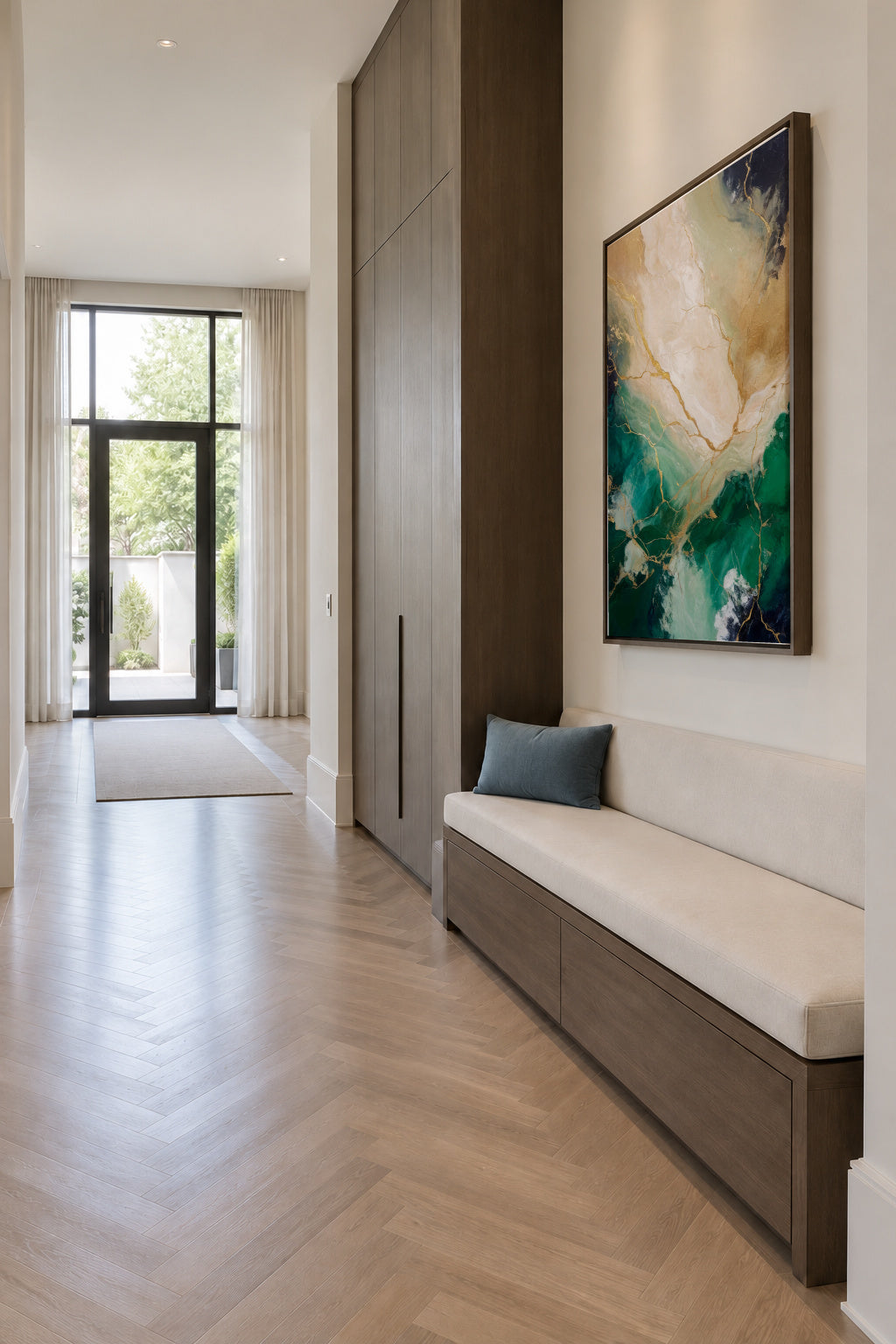 Guilded Radiance - Framed canvas in an interior