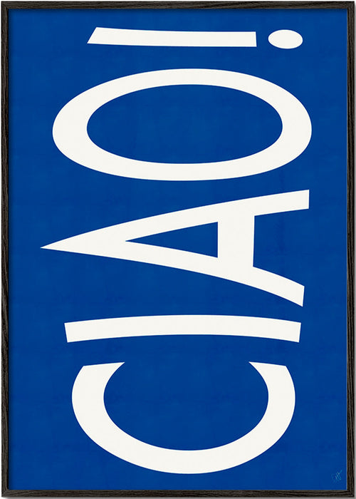 Cuadro tipográfico 'CIAO' en azul – Black Frame