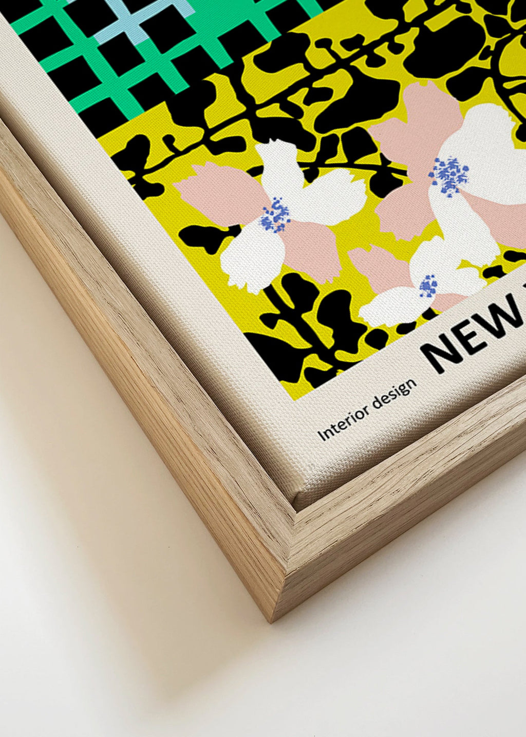 Cuadro de ciudades: póster tipográfico New York con motivos florales – Canvas detail