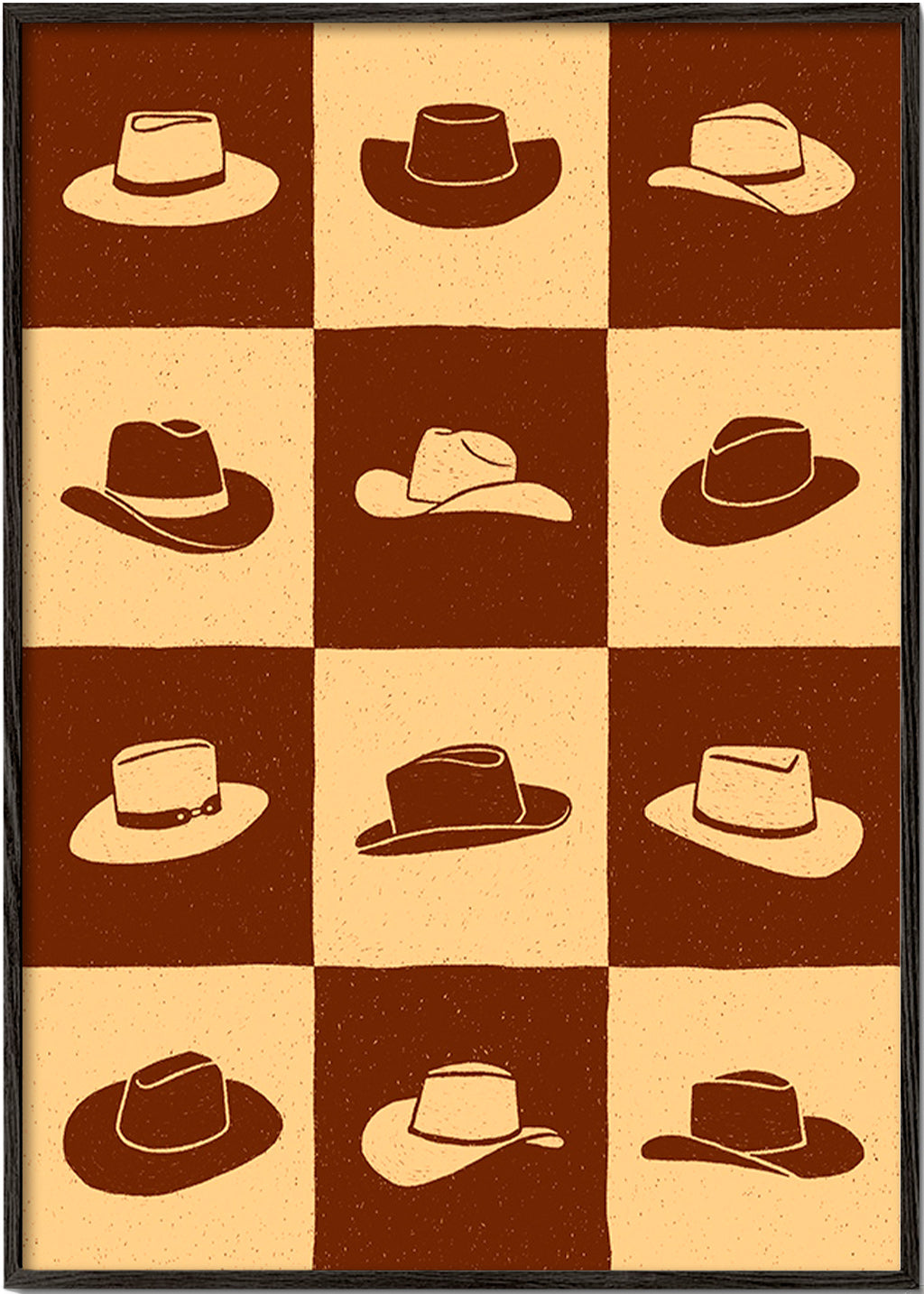 Ilustración de sombreros vaqueros en tablero – Black Frame