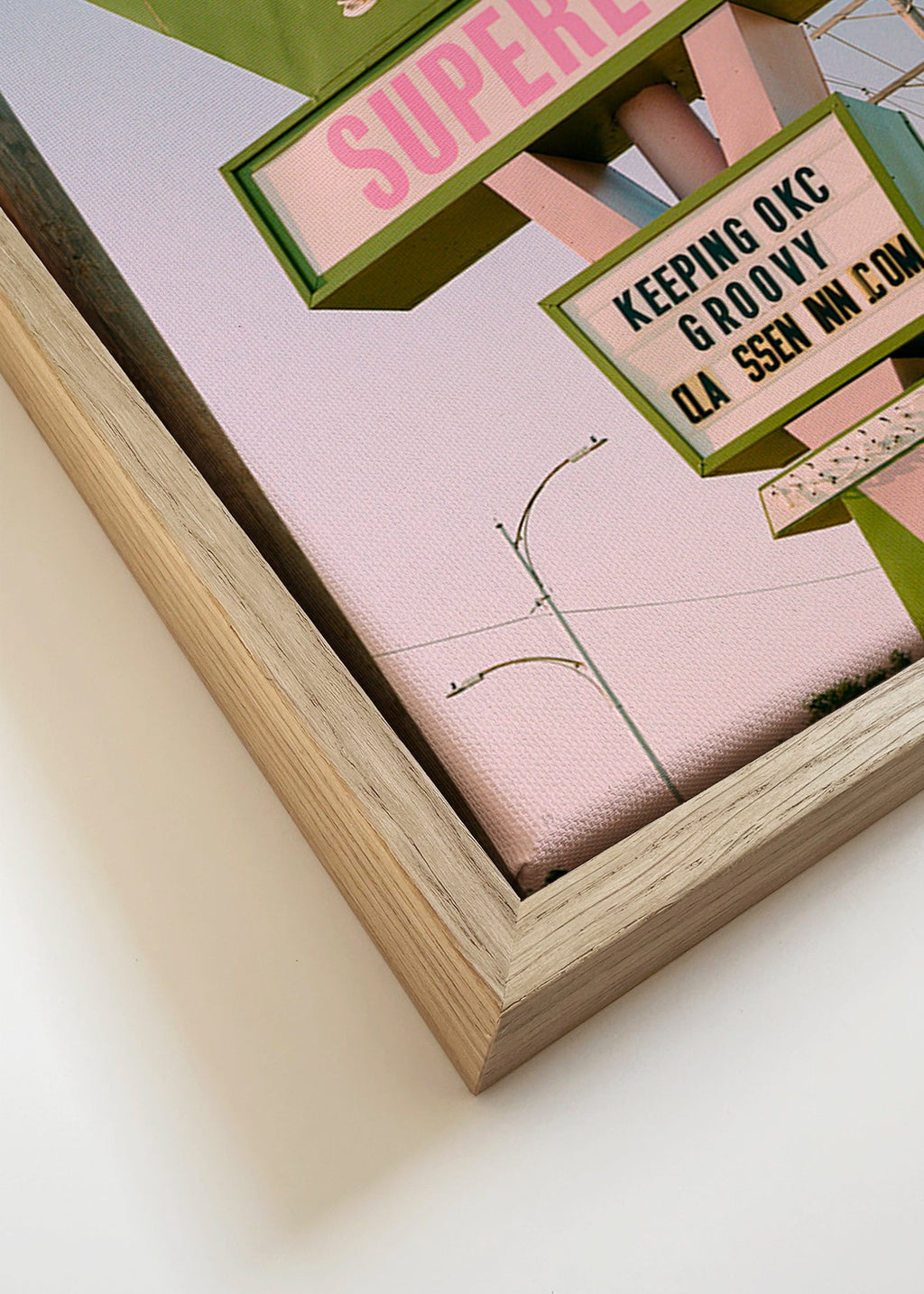 Cuadro vintage letrero retro verde y rosa – Canvas detail