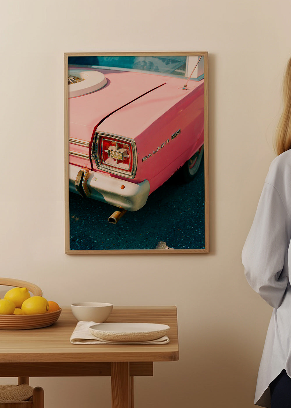 Cuadro vintage coche rosa clásico – Product1