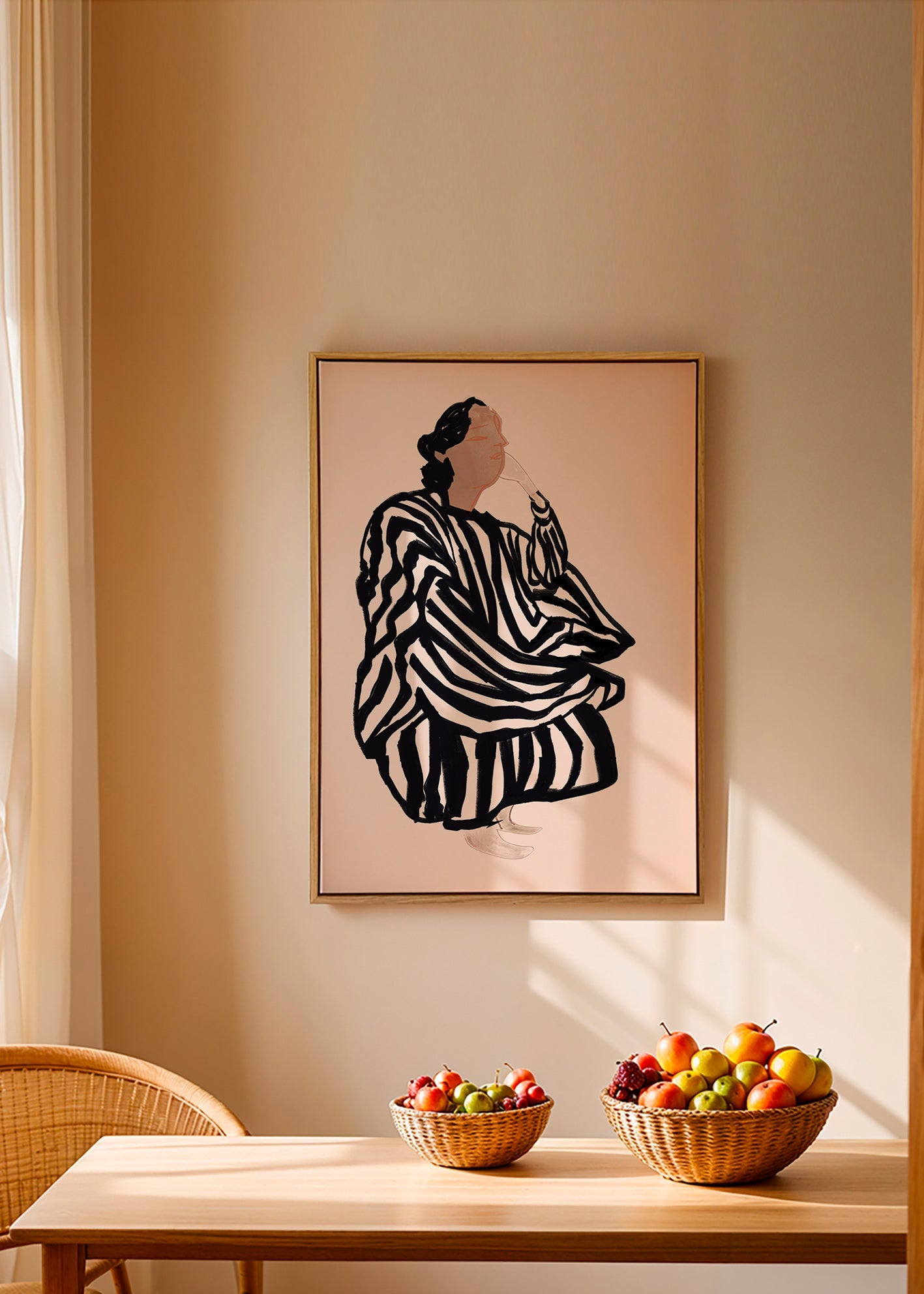 Ilustración de figura femenina con rayas gráficas – Canvas1