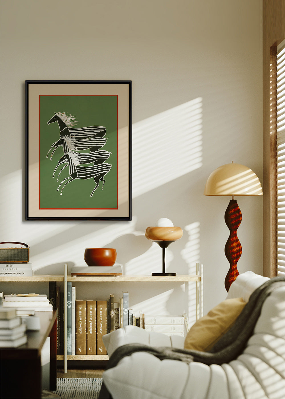 Cuadro caballo rayado en composición apilada – Canvas1