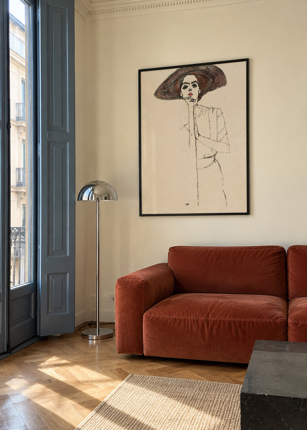 Portrait of a Woman 1910 - Framed poster in an interior
