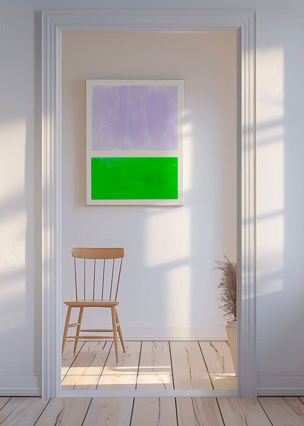 Cuadro abstracto lavanda y verde minimal – Canvas