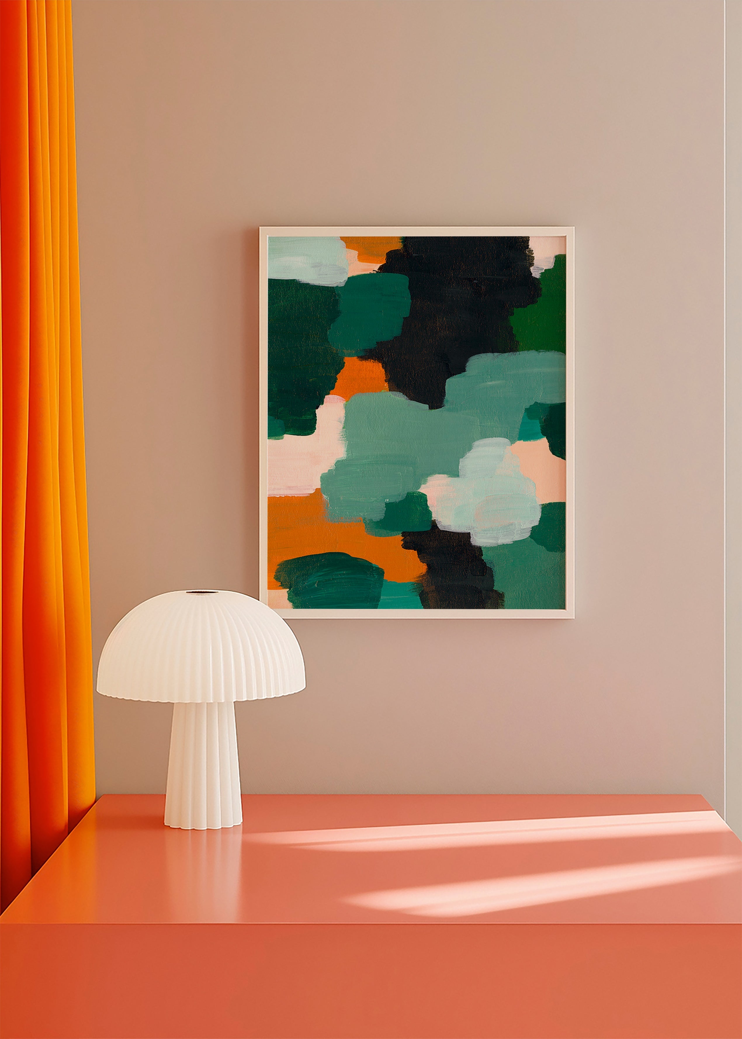 Cuadro abstracto con pinceladas verdes y ocre – Product1