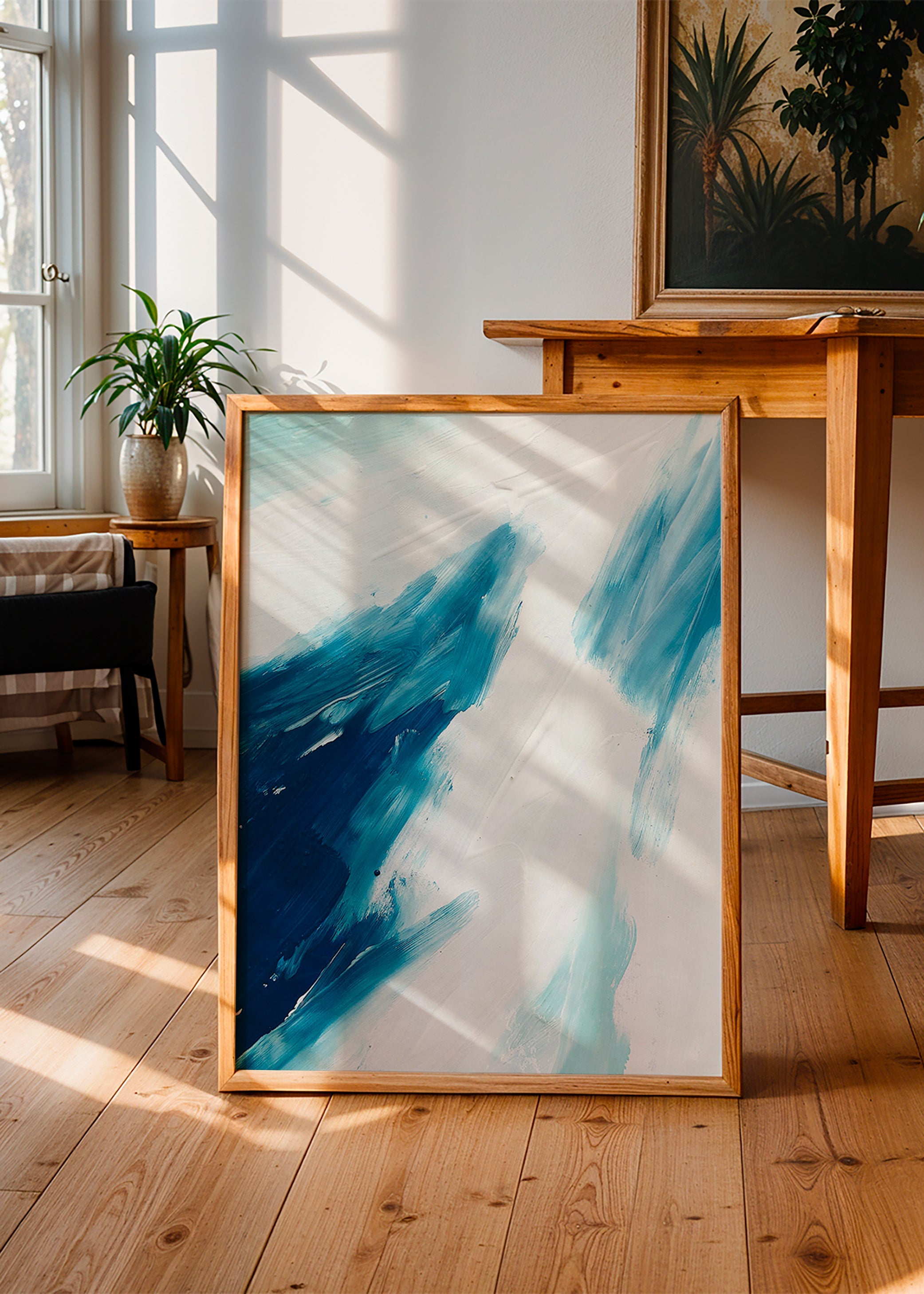 Cuadro abstracto pinceladas azules – Product1