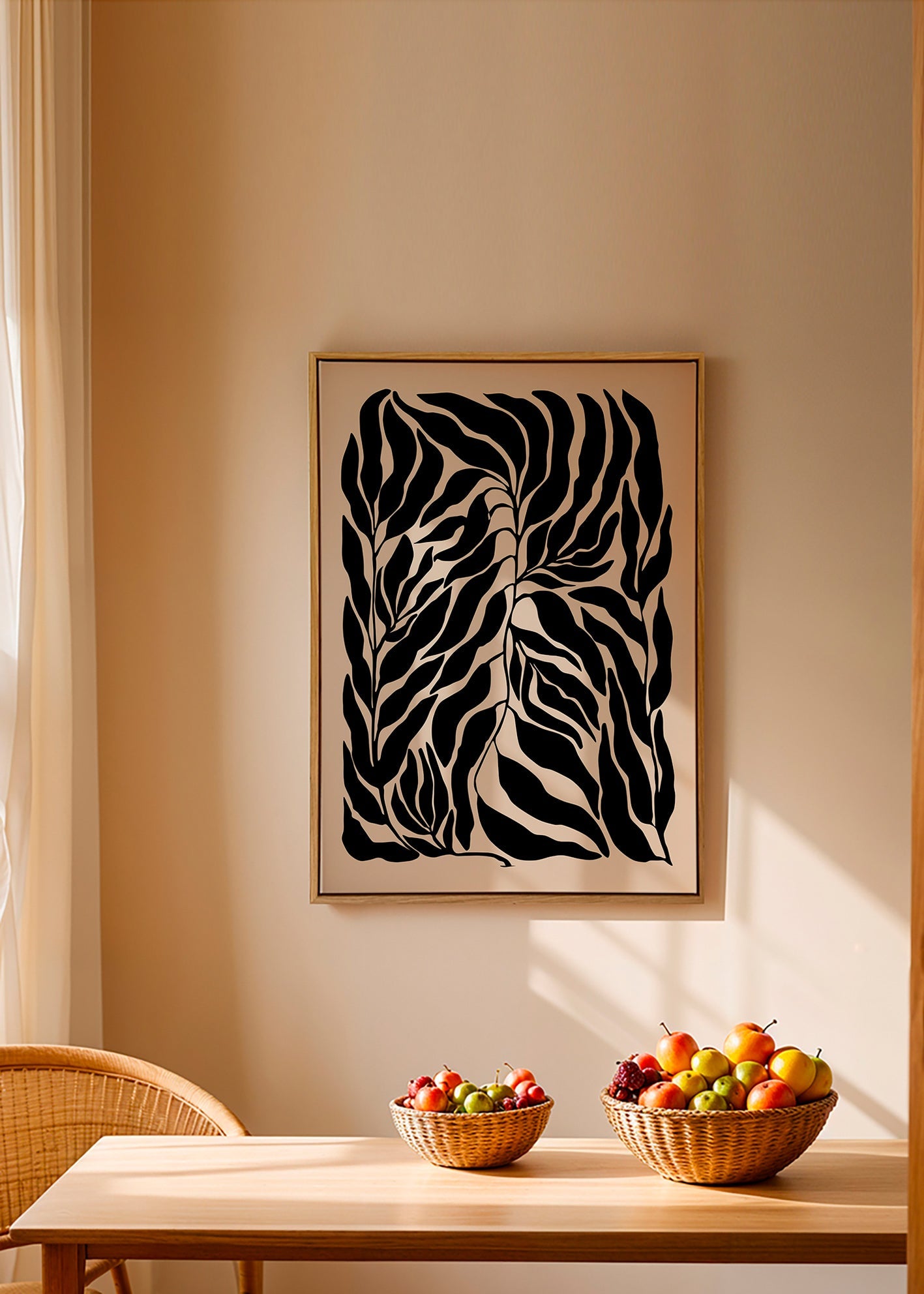 Lámina botánica hojas en silueta negra – Canvas2